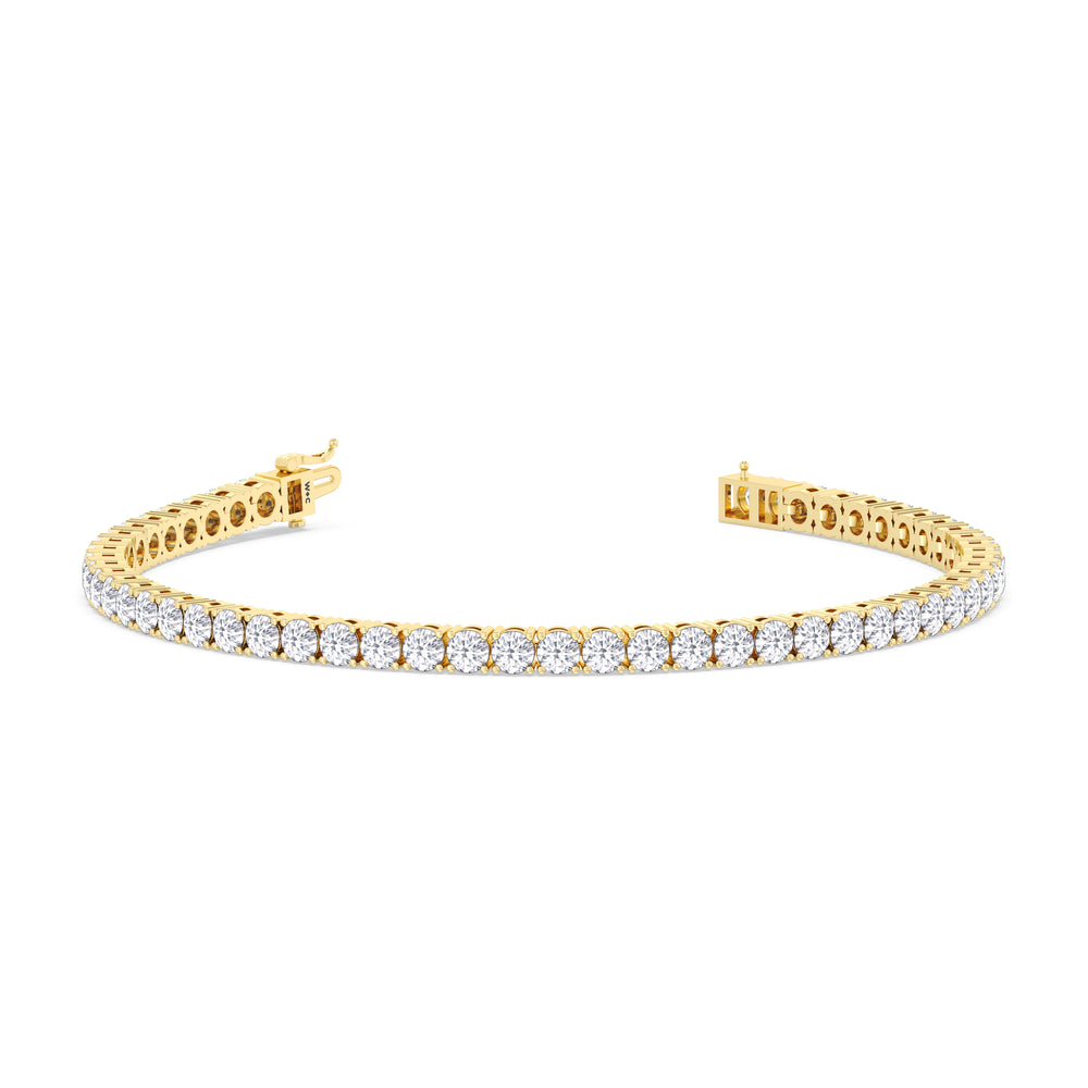 Four Prong Lab Diamond Tennis Bracelet with 7 Cut Diamond in 14KT Yellow Gold view 2
