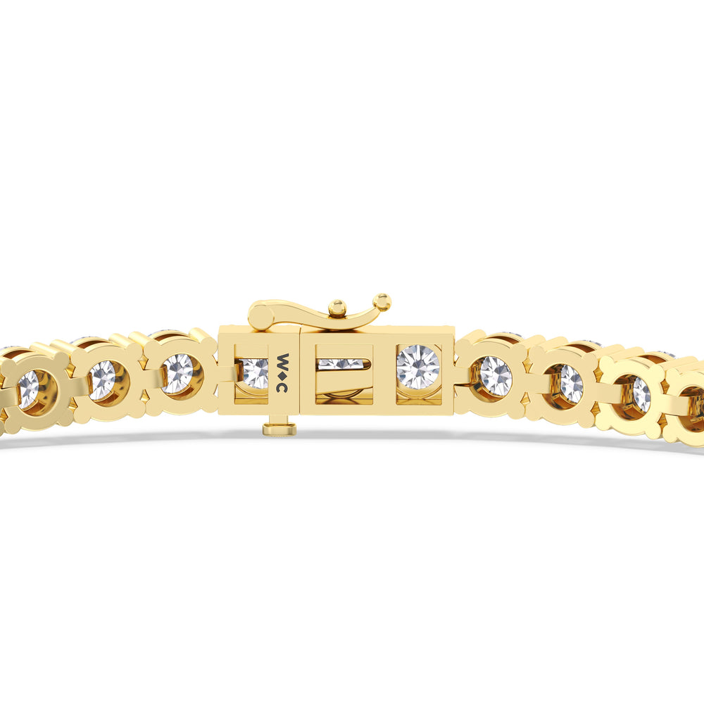 Four Prong Lab Diamond Tennis Bracelet with 7 Cut Diamond in 14KT Yellow Gold view 7
