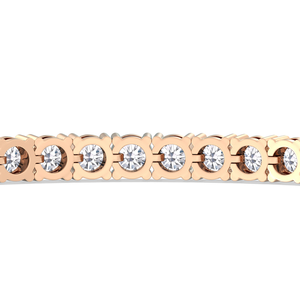 Four Prong Lab Diamond Tennis Bracelet with 10 Cut Diamond in 14KT Rose Gold view 8
