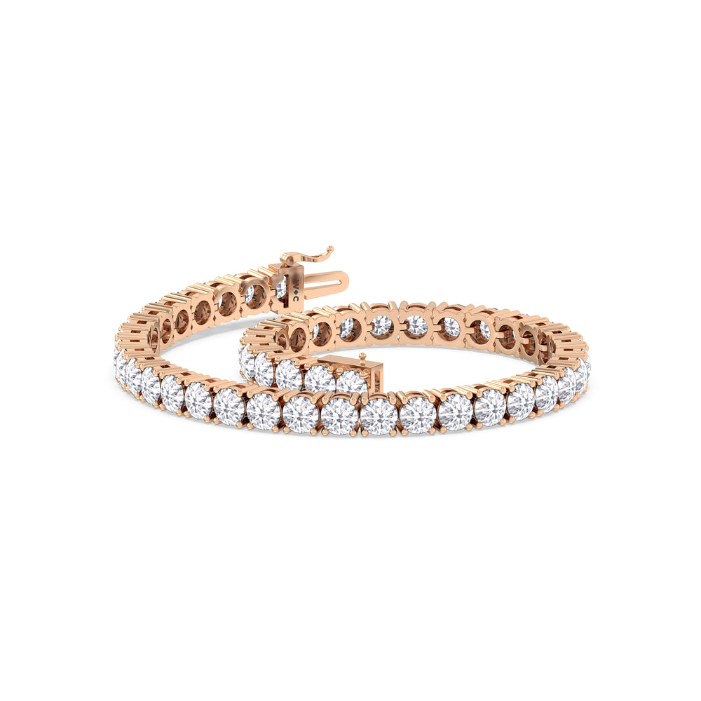 Four Prong Lab Diamond Tennis Bracelet with 10 Cut Diamond in 14KT Rose Gold view 5
