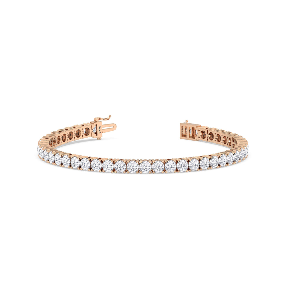 Four Prong Lab Diamond Tennis Bracelet with 10 Cut Diamond in 14KT Rose Gold view 4
