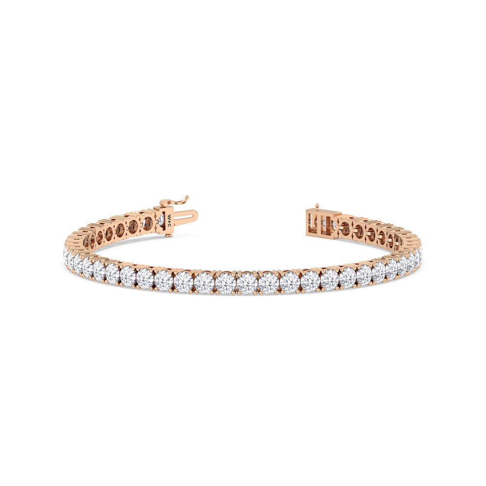 Four Prong Lab Diamond Tennis Bracelet with 10 Cut Diamond in 14KT Rose Gold view 4
