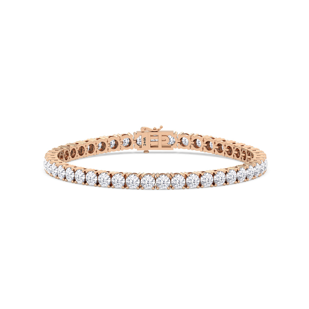 Four Prong Lab Diamond Tennis Bracelet with 10 Cut Diamond in 14KT Rose Gold view 1

