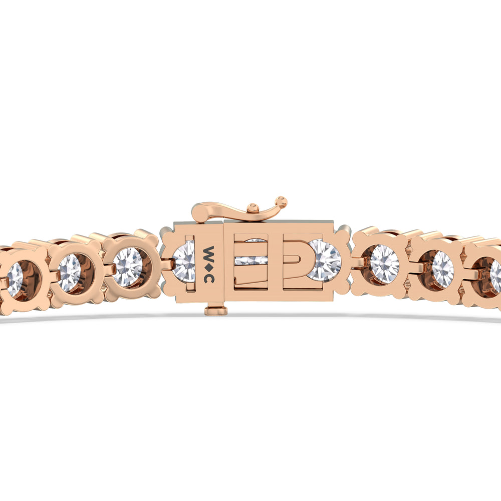 Four Prong Lab Diamond Tennis Bracelet with 10 Cut Diamond in 14KT Rose Gold view 7
