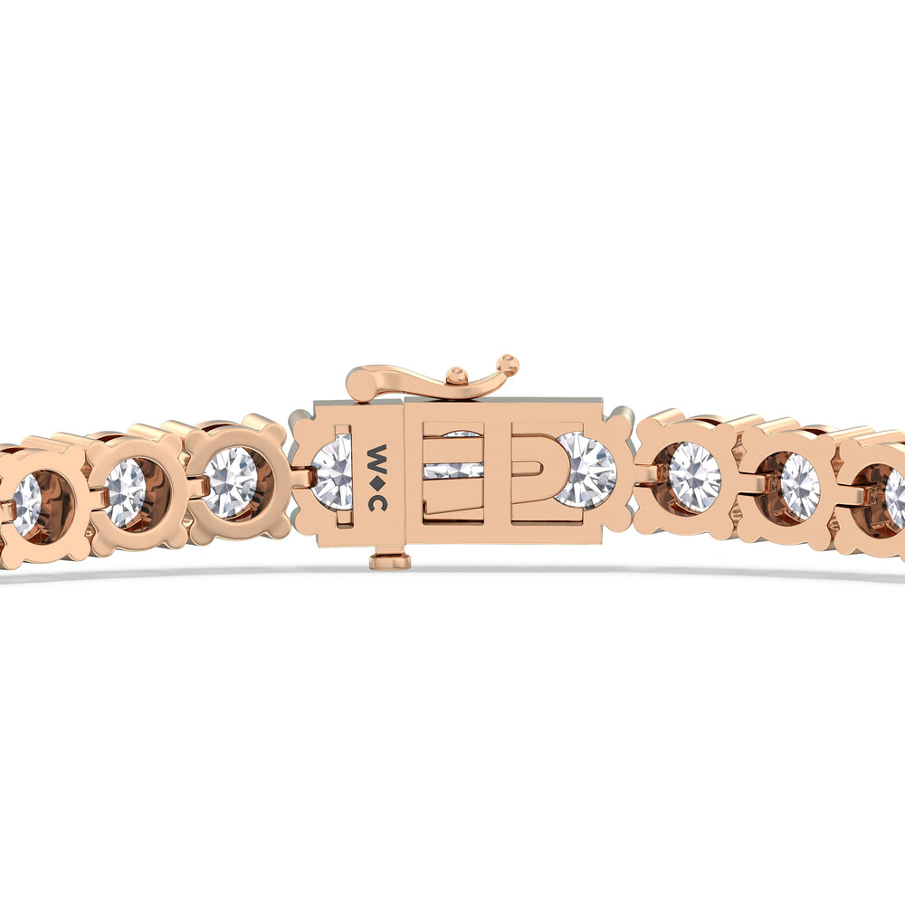 Four Prong Lab Diamond Tennis Bracelet with 10 Cut Diamond in 14KT Rose Gold view 7

