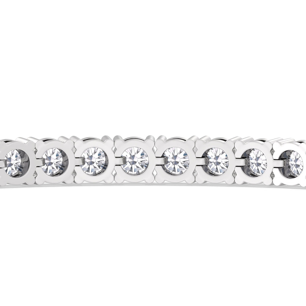 Four Prong Lab Diamond Tennis Bracelet with 10 Cut Diamond in 14KT White Gold view 8
