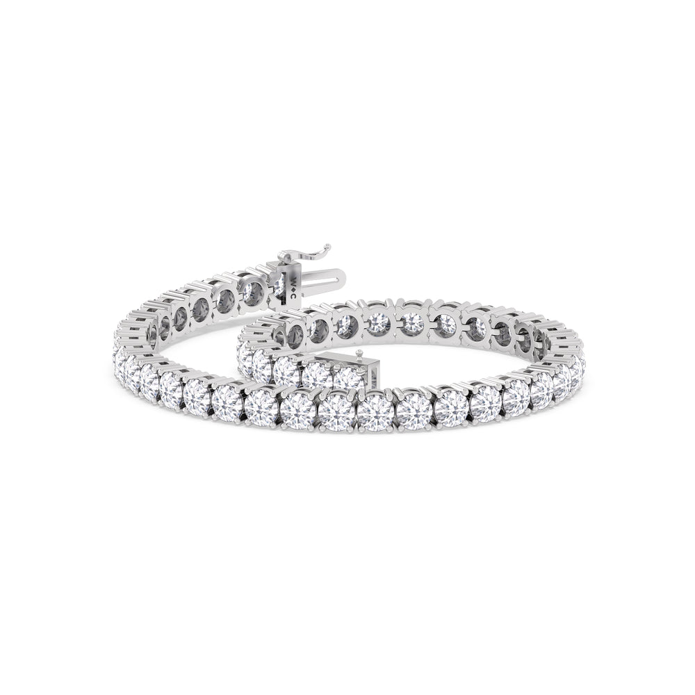 Four Prong Lab Diamond Tennis Bracelet with 10 Cut Diamond in 14KT White Gold view 5
