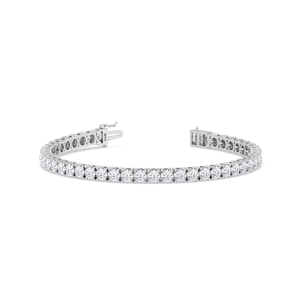 Four Prong Lab Diamond Tennis Bracelet with 10 Cut Diamond in 14KT White Gold view 4
