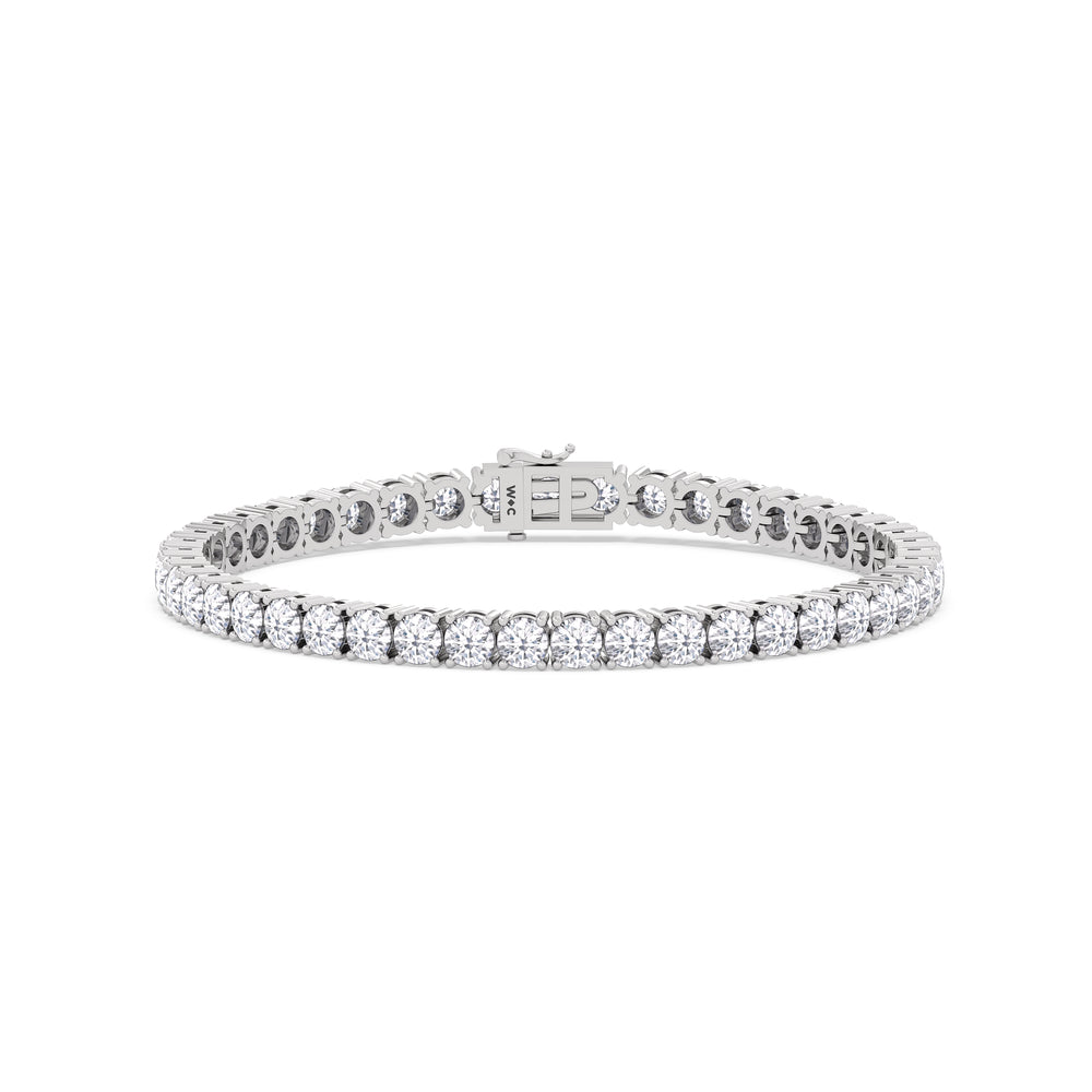 Four Prong Lab Diamond Tennis Bracelet with 10 Cut Diamond in 14KT White Gold view 1
