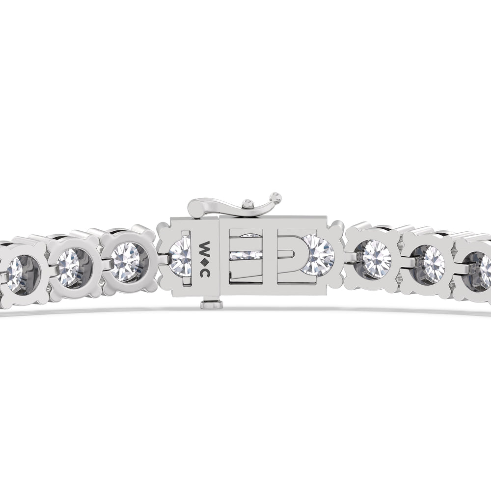 Four Prong Lab Diamond Tennis Bracelet with 10 Cut Diamond in 14KT White Gold view 7
