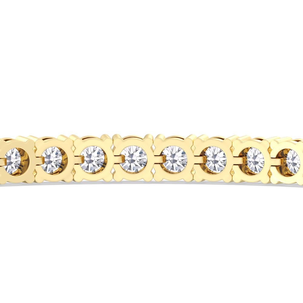 Four Prong Lab Diamond Tennis Bracelet with 10 Cut Diamond in 14KT Yellow Gold view 8
