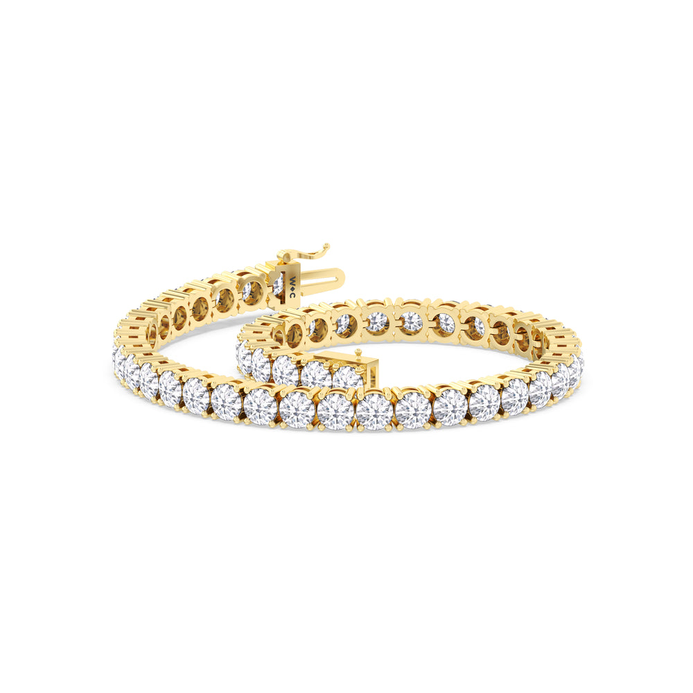 Four Prong Lab Diamond Tennis Bracelet with 10 Cut Diamond in 14KT Yellow Gold view 5
