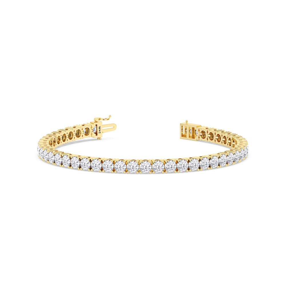 Four Prong Lab Diamond Tennis Bracelet with 10 Cut Diamond in 14KT Yellow Gold view 4
