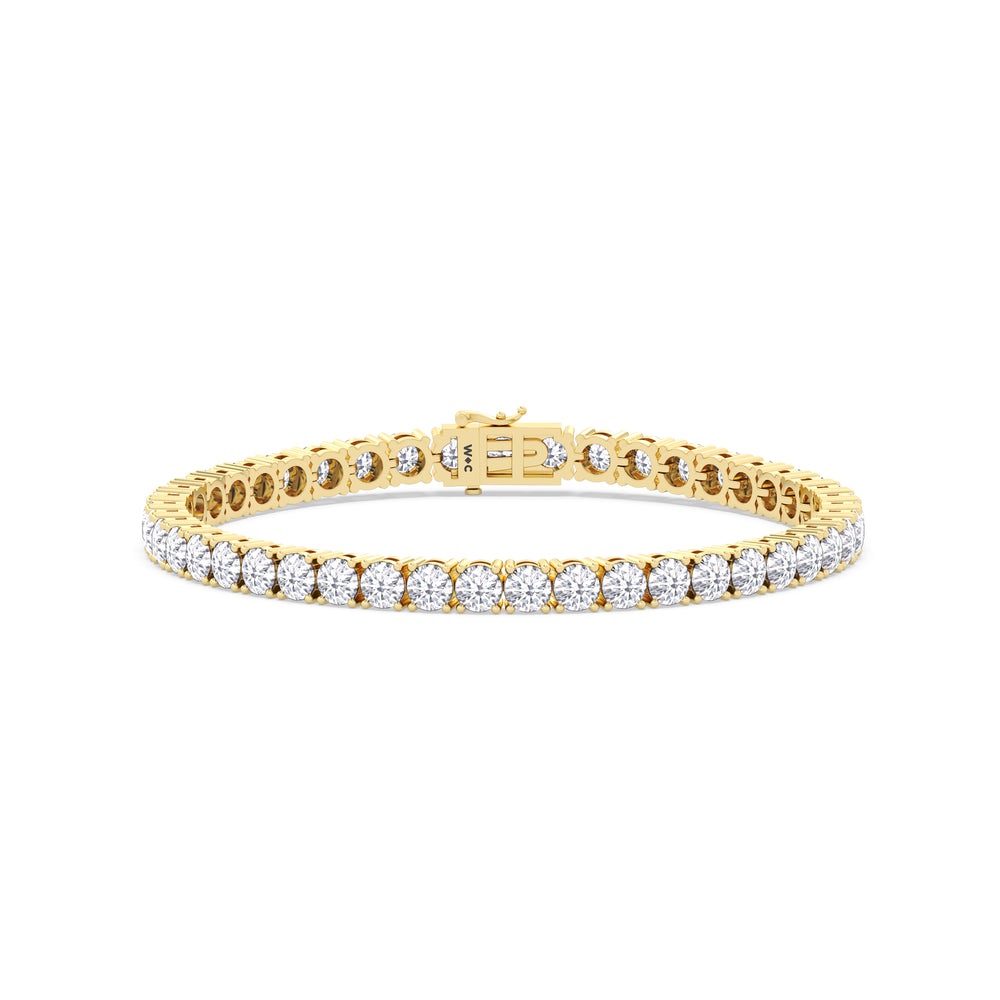 Four Prong Lab Diamond Tennis Bracelet with 10 Cut Diamond in 14KT Yellow Gold view 1
