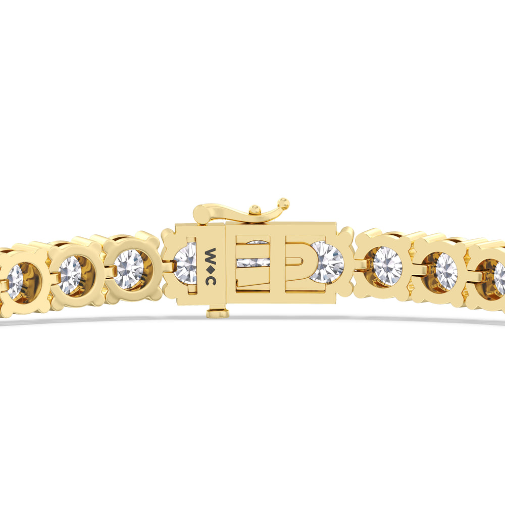 Four Prong Lab Diamond Tennis Bracelet with 10 Cut Diamond in 14KT Yellow Gold view 7
