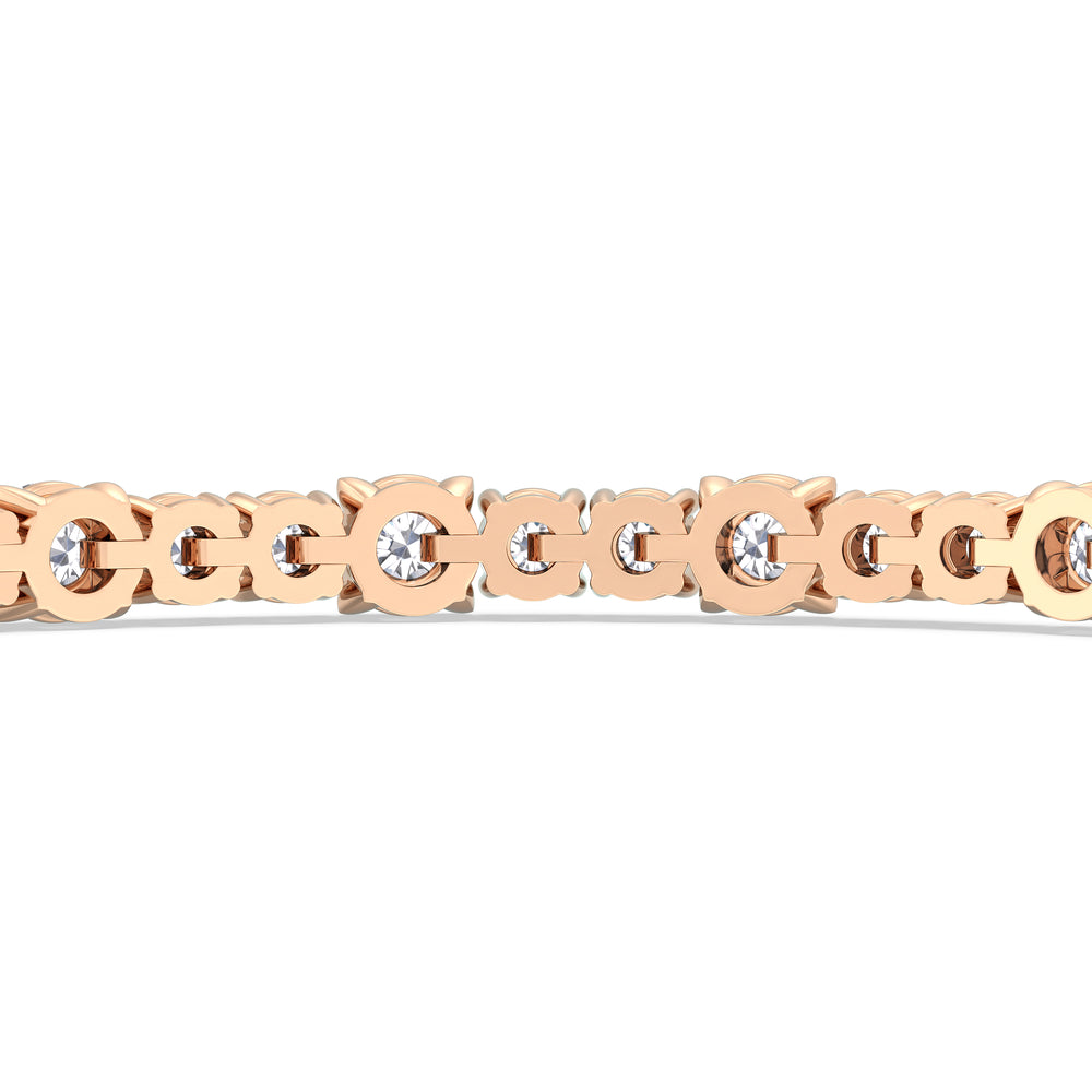 Round Sequenced Tennis Bracelet with 7 Cut Diamond in 14KT Rose Gold view 8
