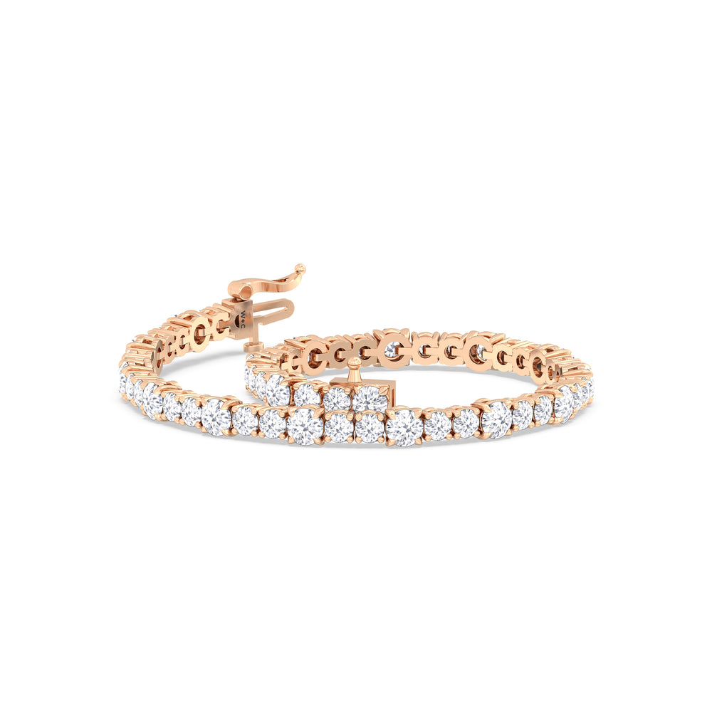 Round Sequenced Tennis Bracelet with 7 Cut Diamond in 14KT Rose Gold view 5

