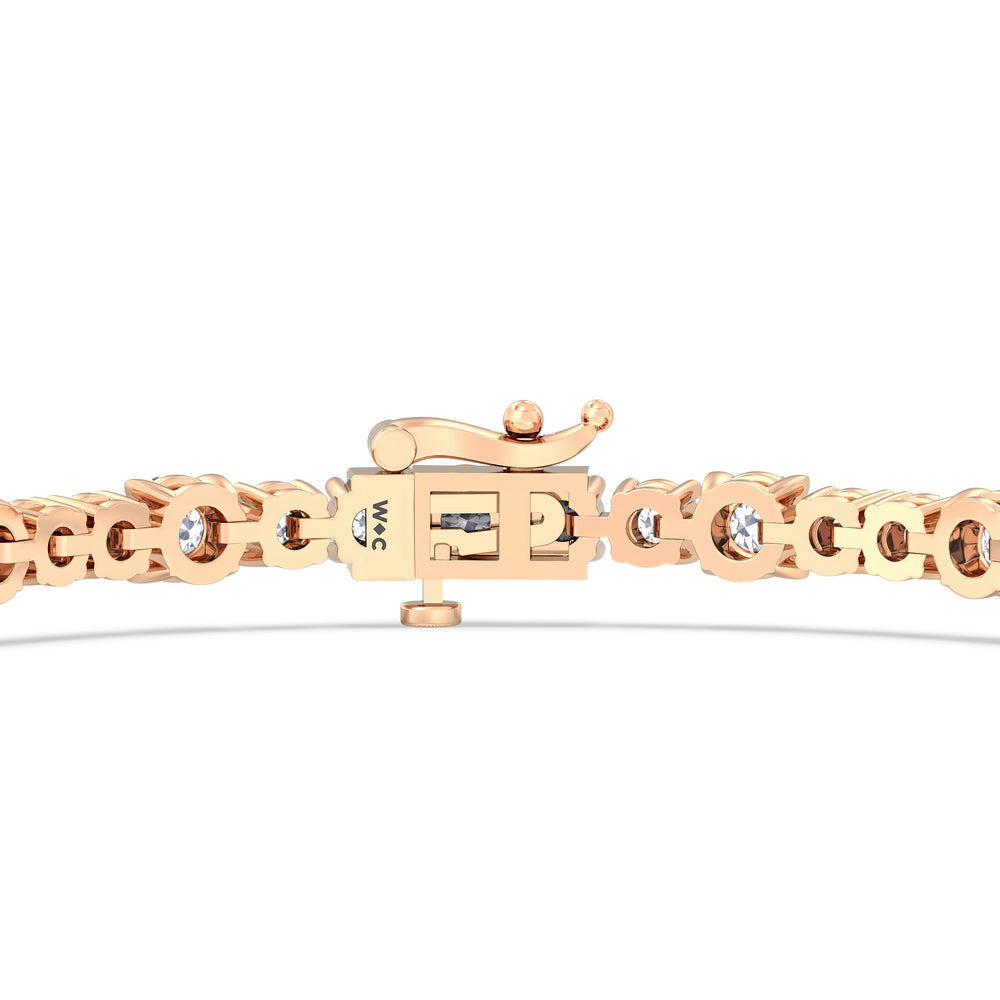 Round Sequenced Tennis Bracelet with 7 Cut Diamond in 14KT Rose Gold view 7
