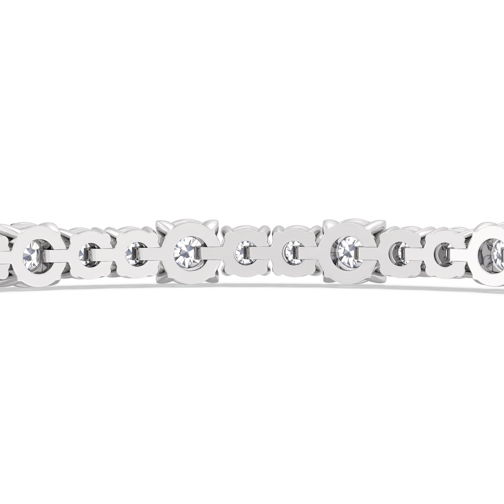 Round Sequenced Tennis Bracelet with 7 Cut Diamond in 14KT White Gold view 8
