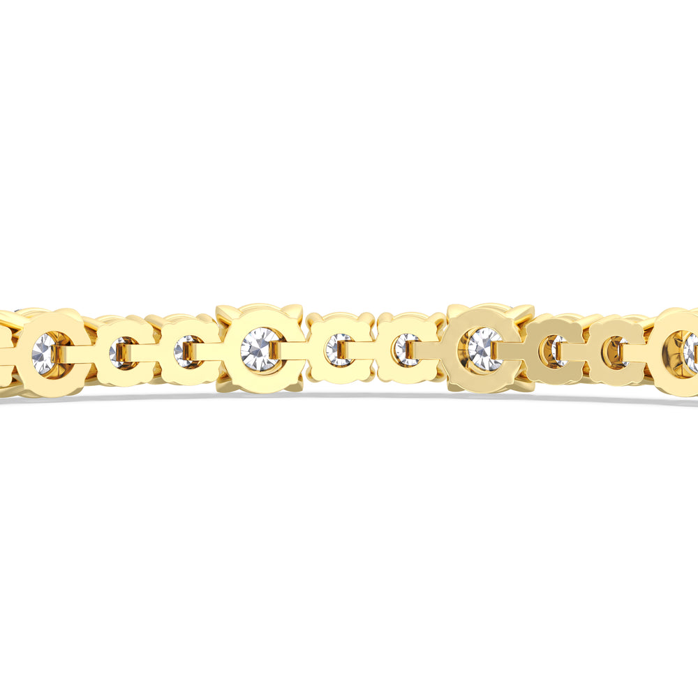 Round Sequenced Tennis Bracelet with 7 Cut Diamond in 14KT Yellow Gold view 8
