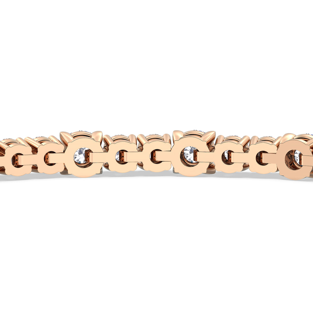 Round Sequenced Tennis Bracelet with 5 Cut Diamond in 14KT Rose Gold view 8
