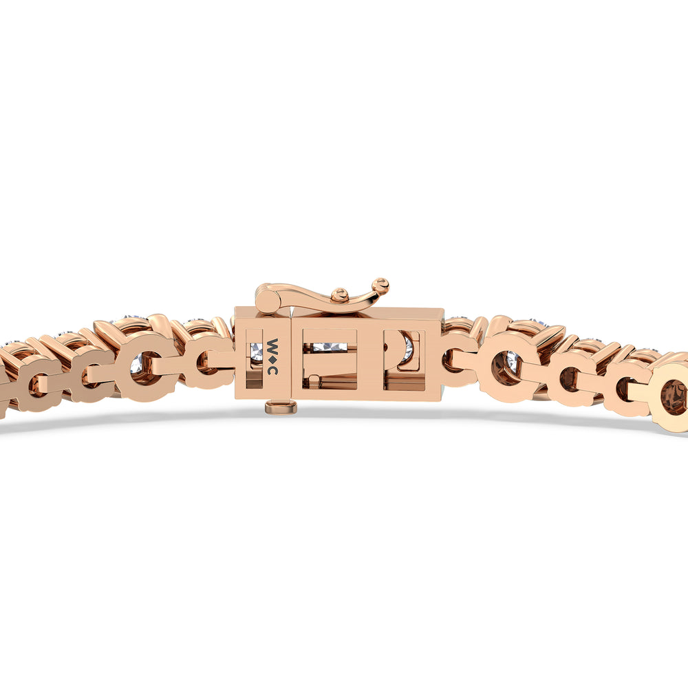 Round Sequenced Tennis Bracelet with 5 Cut Diamond in 14KT Rose Gold view 7
