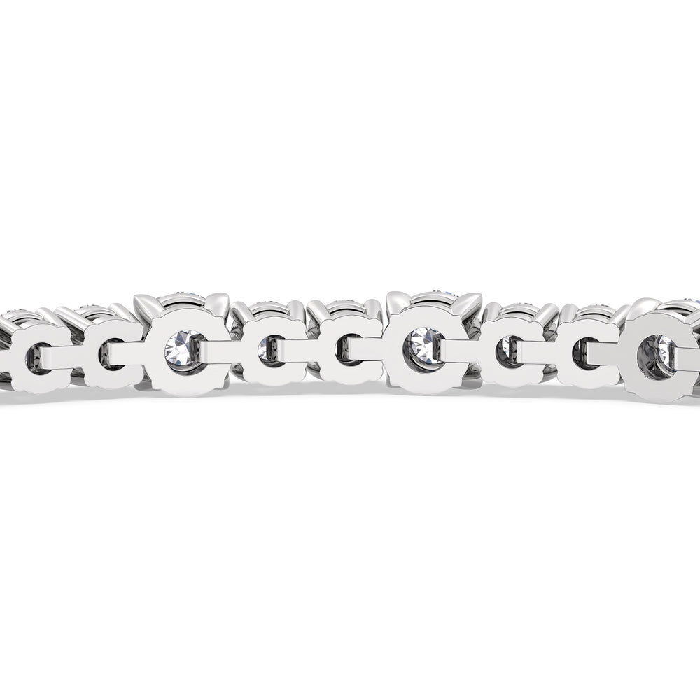Round Sequenced Tennis Bracelet with 5 Cut Diamond in 14KT White Gold view 8
