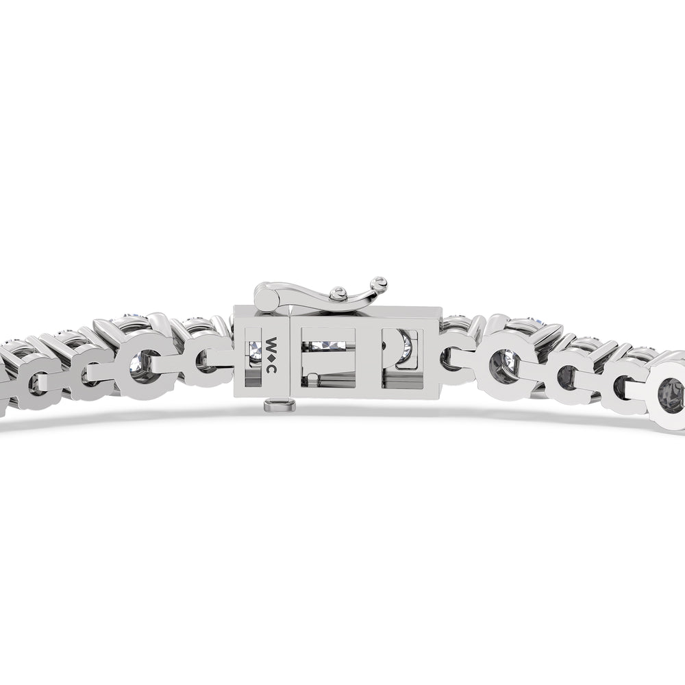 Round Sequenced Tennis Bracelet with 5 Cut Diamond in 14KT White Gold view 7
