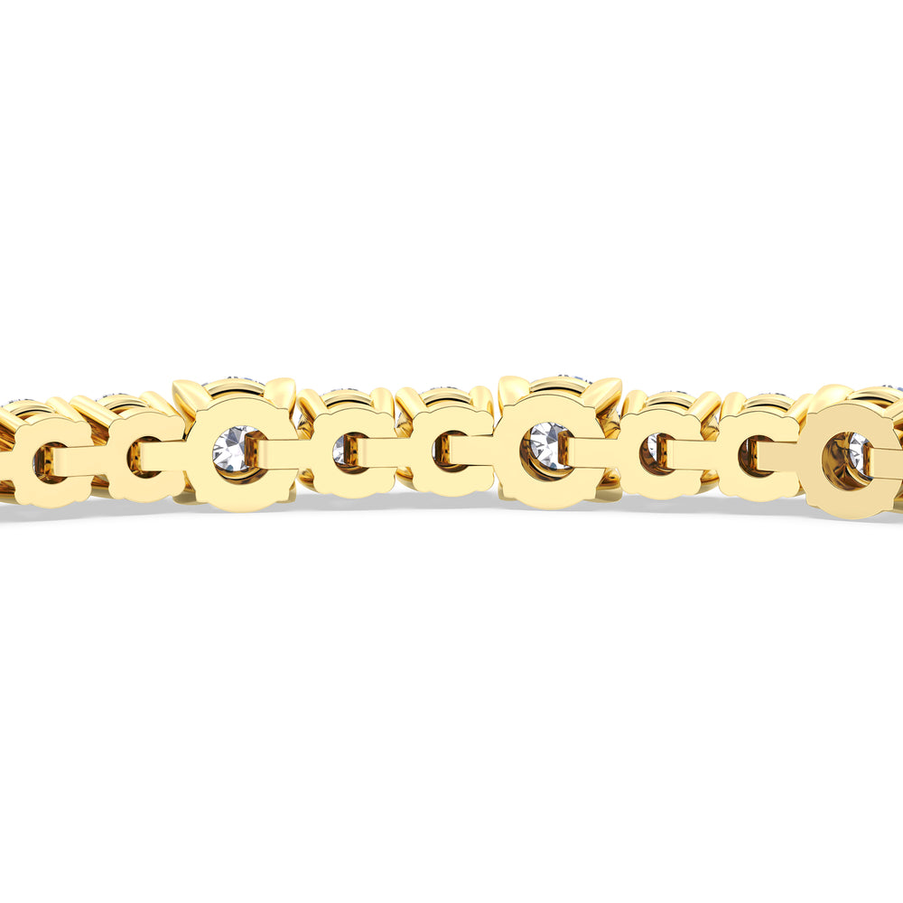 Round Sequenced Tennis Bracelet with 5 Cut Diamond in 14KT Yellow Gold view 8

