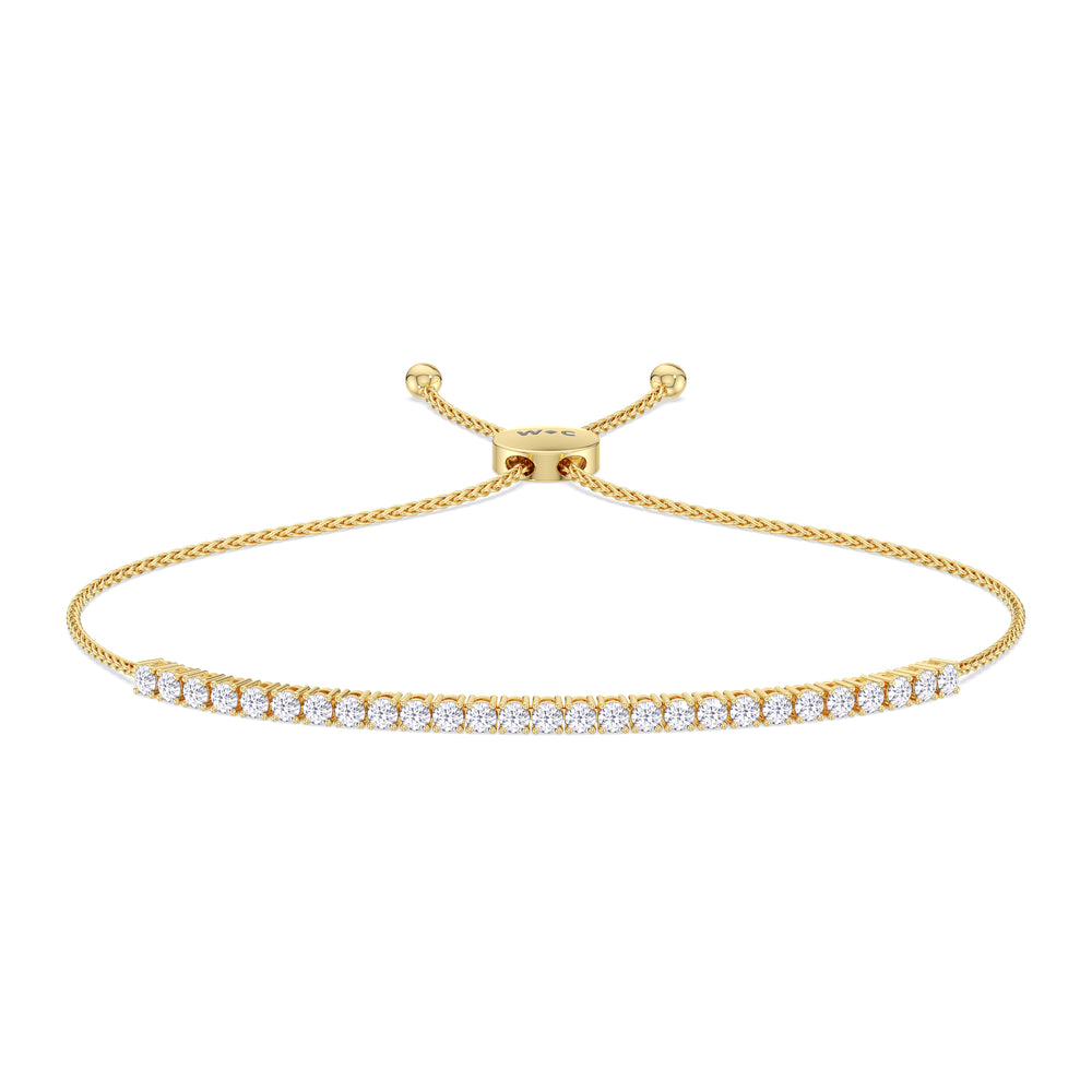 Adjustable Half Eternity Diamond Bolo Bracelet with 1 Cut Diamond in 14KT Yellow Gold view 1
