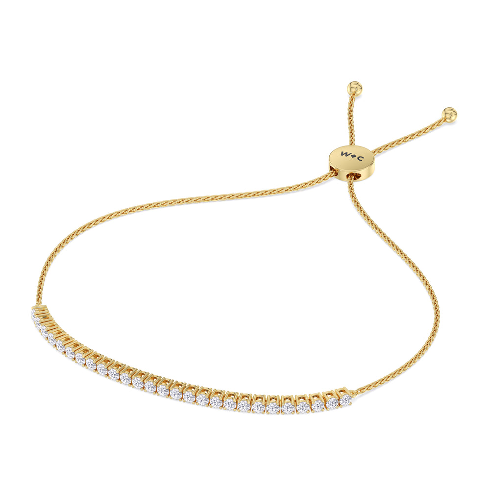 Adjustable Half Eternity Diamond Bolo Bracelet with 1 Cut Diamond in 14KT Yellow Gold view 2

