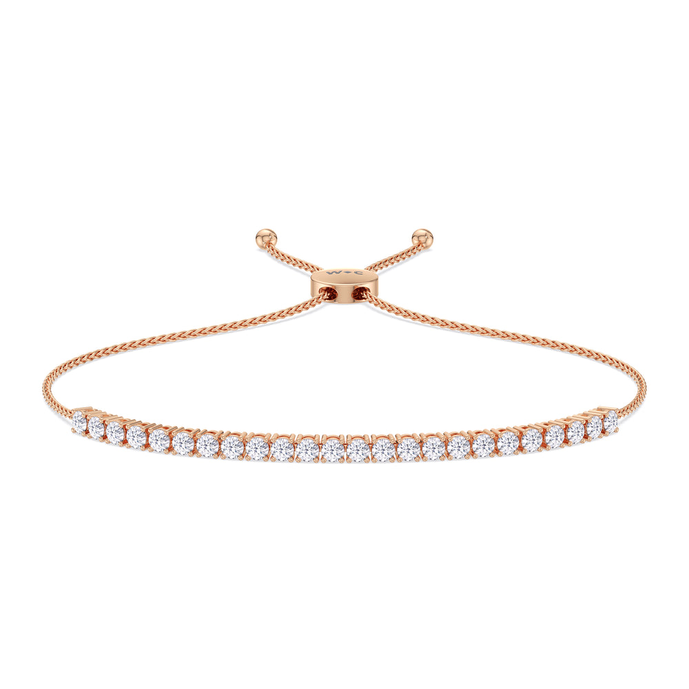 Adjustable Half Eternity Diamond Bolo Bracelet with 1 1/2 Cut Diamond in 14KT Rose Gold view 1
