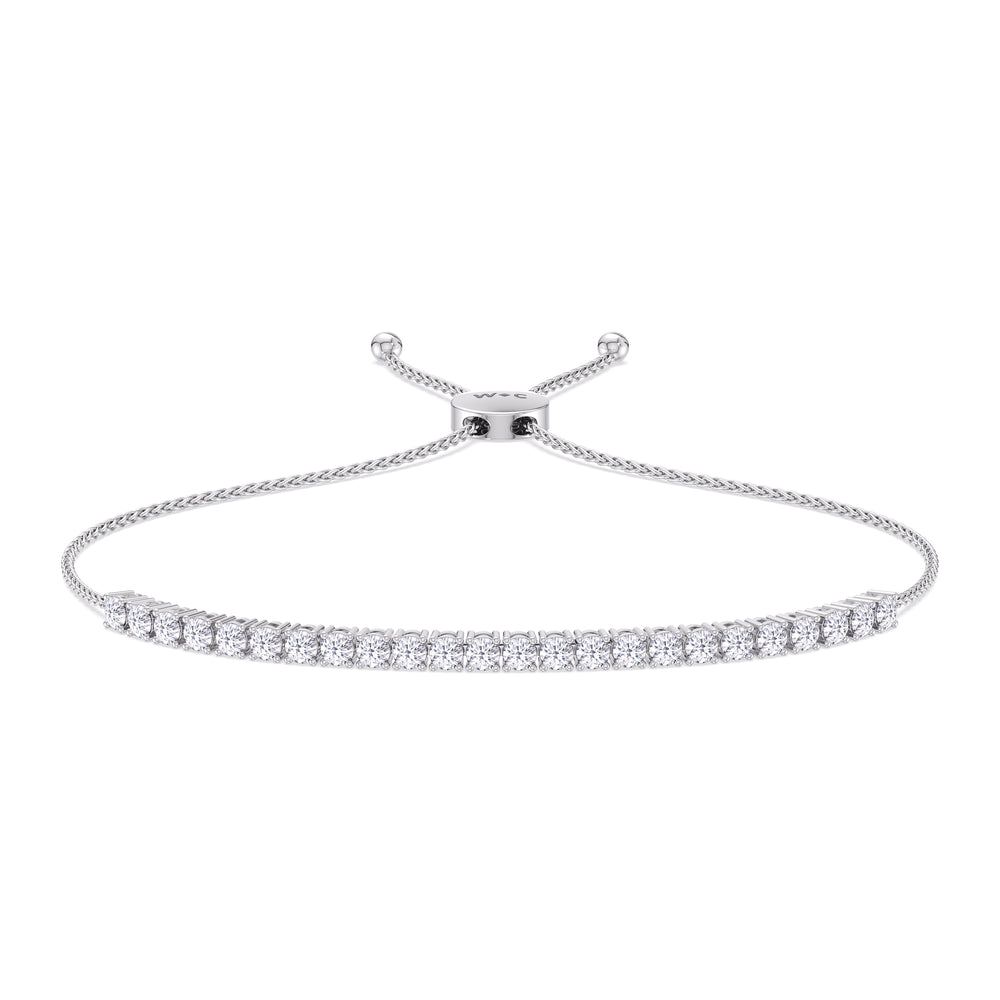 Adjustable Half Eternity Diamond Bolo Bracelet with 1 1/2 Cut Diamond in 14KT White Gold view 1
