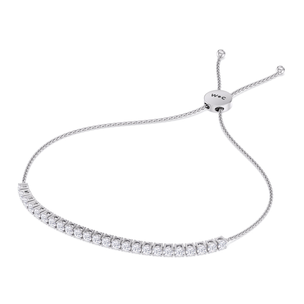 Adjustable Half Eternity Diamond Bolo Bracelet with 1 1/2 Cut Diamond in 14KT White Gold view 2
