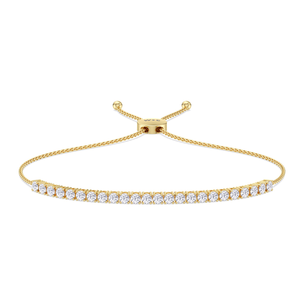 Adjustable Half Eternity Diamond Bolo Bracelet with 1 1/2 Cut Diamond in 14KT Yellow Gold view 1
