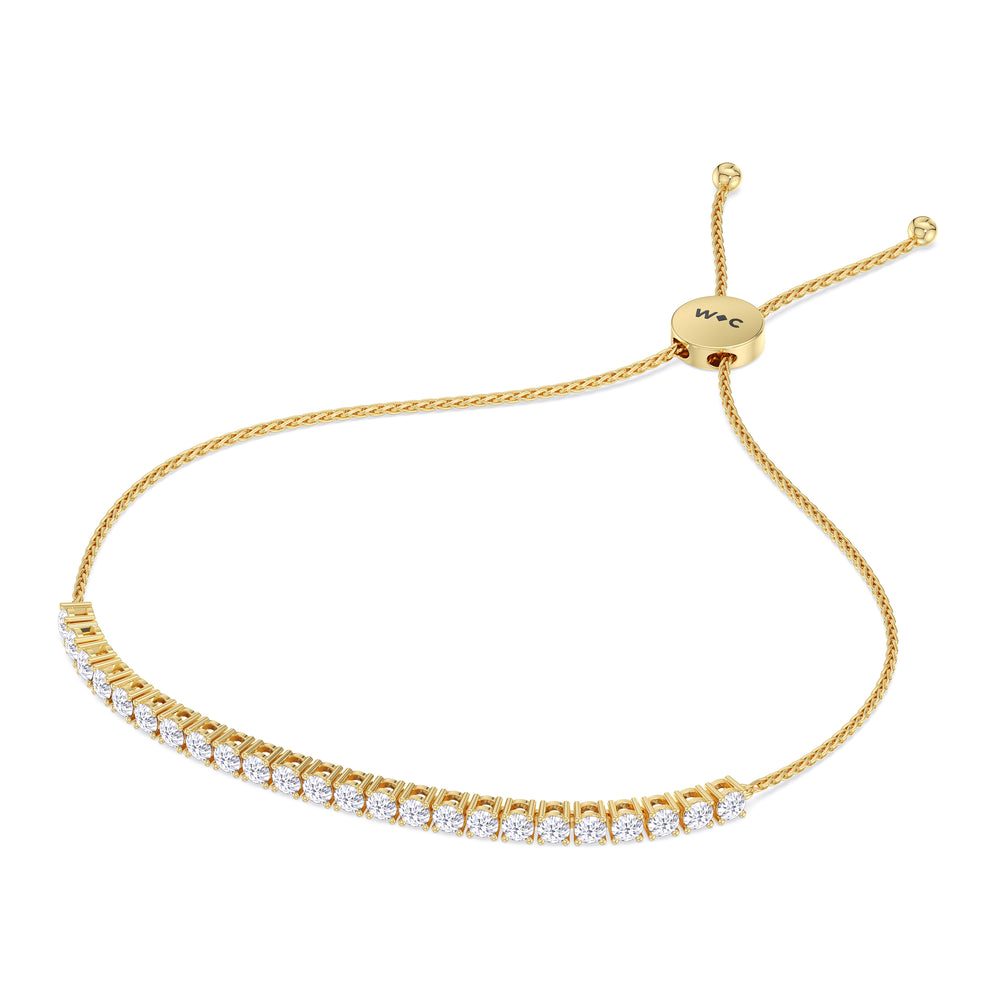 Adjustable Half Eternity Diamond Bolo Bracelet with 1 1/2 Cut Diamond in 14KT Yellow Gold view 2
