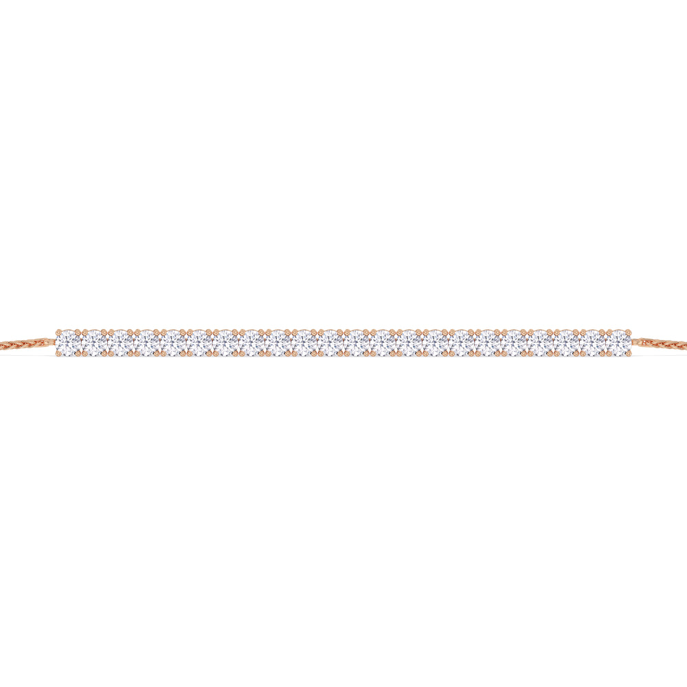 Adjustable Half Eternity Diamond Bolo Bracelet with 2 Cut Diamond in 14KT Rose Gold view 6
