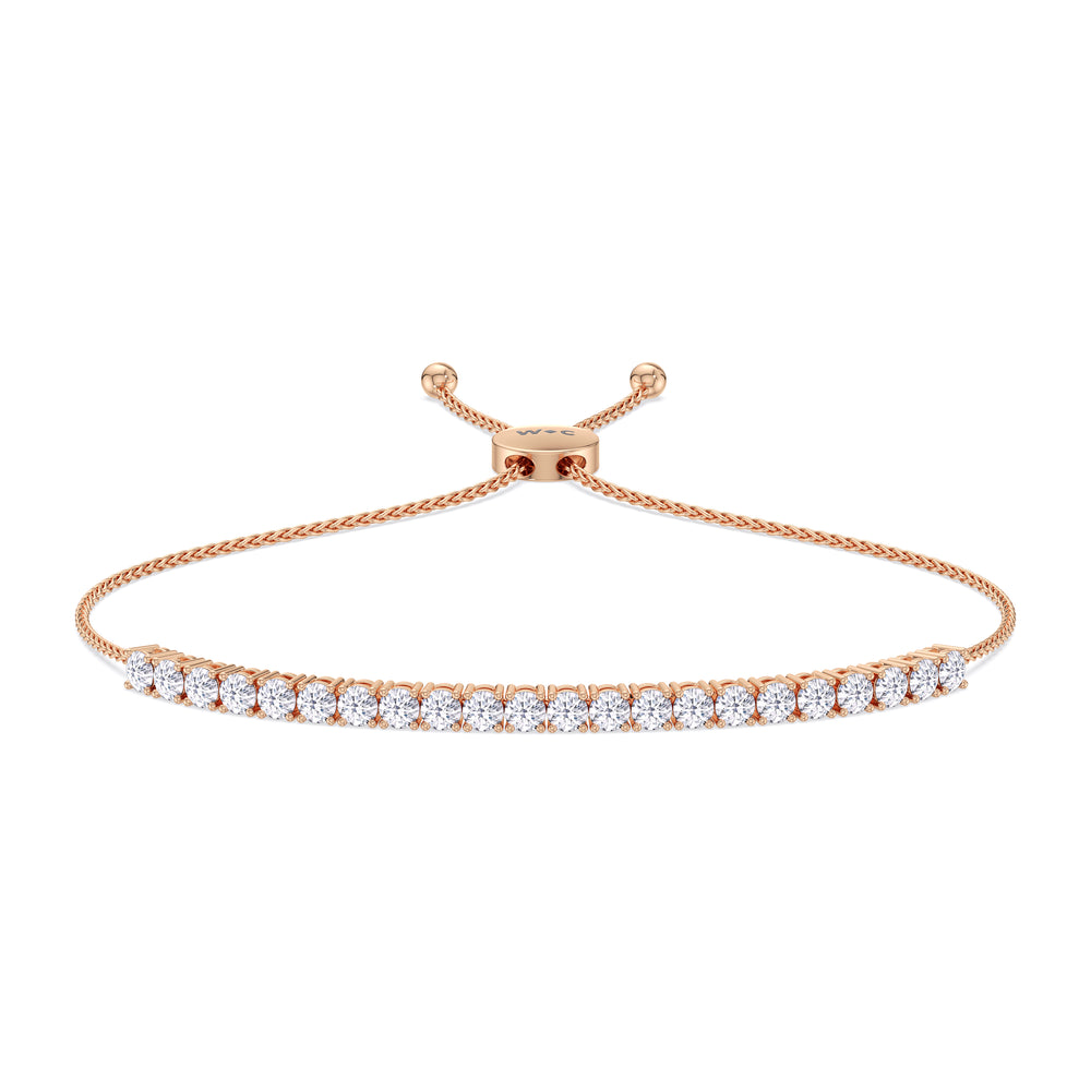 Adjustable Half Eternity Diamond Bolo Bracelet with 2 Cut Diamond in 14KT Rose Gold view 1
