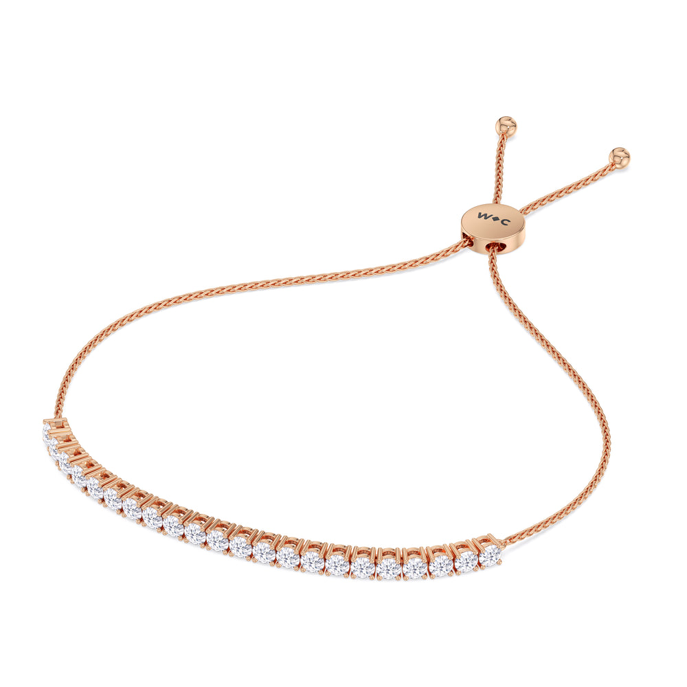 Adjustable Half Eternity Diamond Bolo Bracelet with 2 Cut Diamond in 14KT Rose Gold view 2
