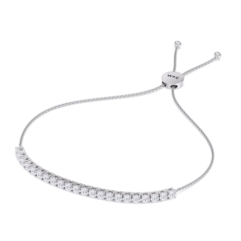 Adjustable Half Eternity Diamond Bolo Bracelet with 2 Cut Diamond in 14KT White Gold view 2
