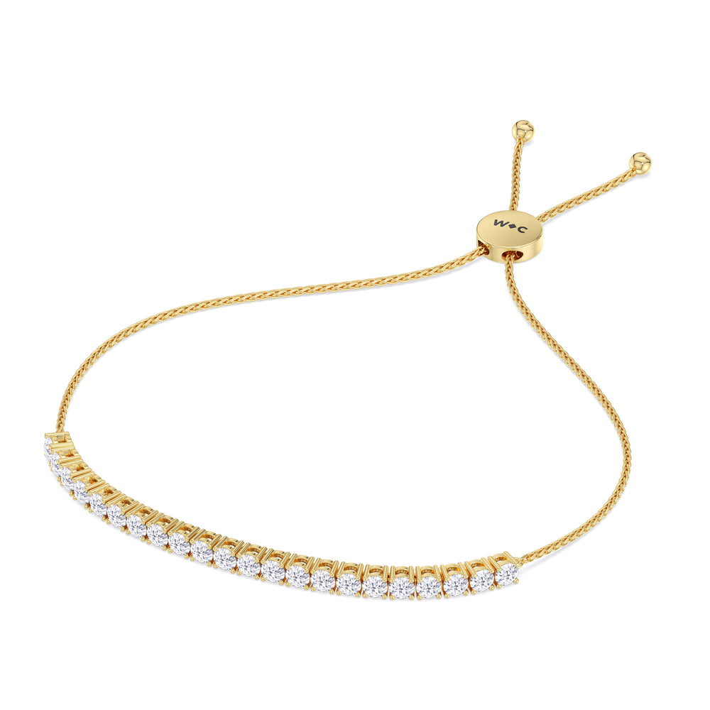 Adjustable Half Eternity Diamond Bolo Bracelet with 2 Cut Diamond in 14KT Yellow Gold view 2
