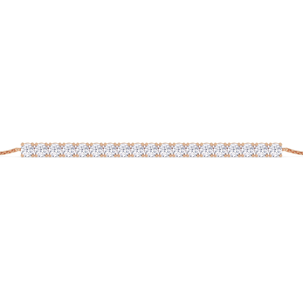 Adjustable Half Eternity Diamond Bolo Bracelet with 3 Cut Diamond in 14KT Rose Gold view 6
