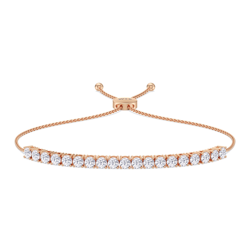 Adjustable Half Eternity Diamond Bolo Bracelet with 3 Cut Diamond in 14KT Rose Gold view 1
