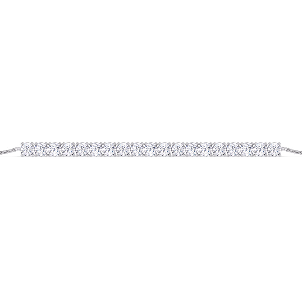 Adjustable Half Eternity Diamond Bolo Bracelet with 3 Cut Diamond in 14KT White Gold view 6
