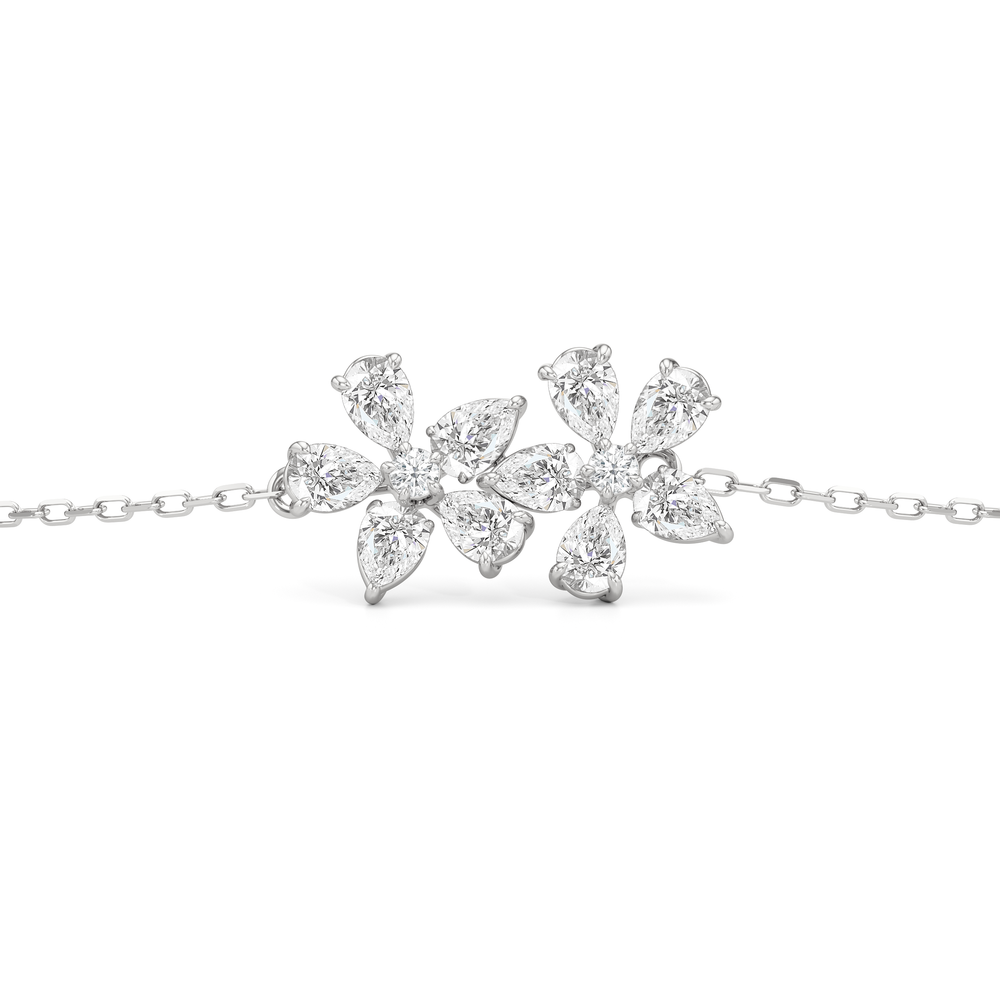 Daisy Duet Chain Bracelet with Lab Cut Diamond in 14KT White Gold view 5
