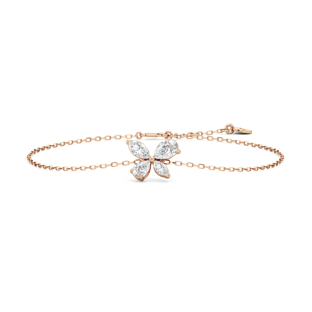 Marsilea Chain Bracelet with 3/4 Cut Diamond in 14KT Rose Gold view 2
