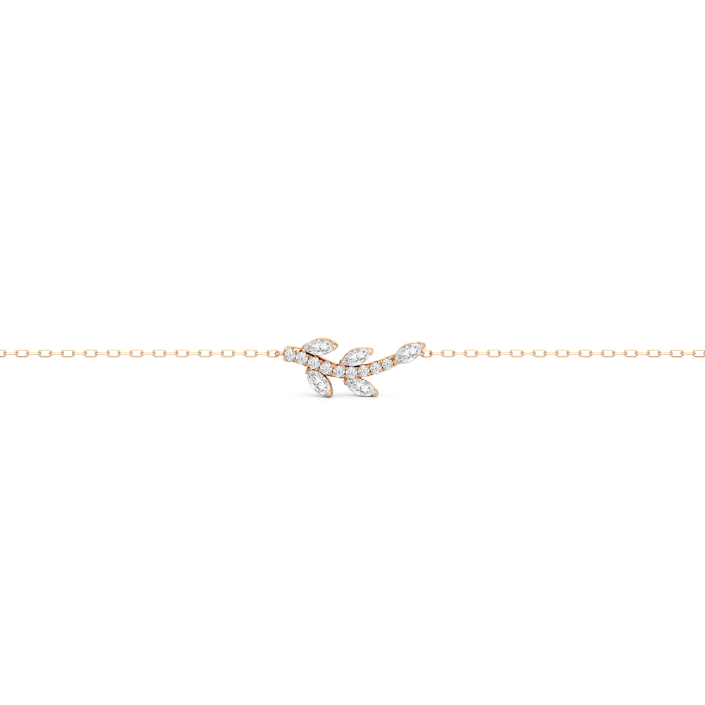The Vine Cascade Necklace with Lab Cut Diamond in 14KT Rose Gold view 2
