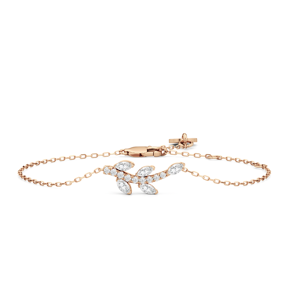 The Vine Cascade Necklace with Lab Cut Diamond in 14KT Rose Gold view 1

