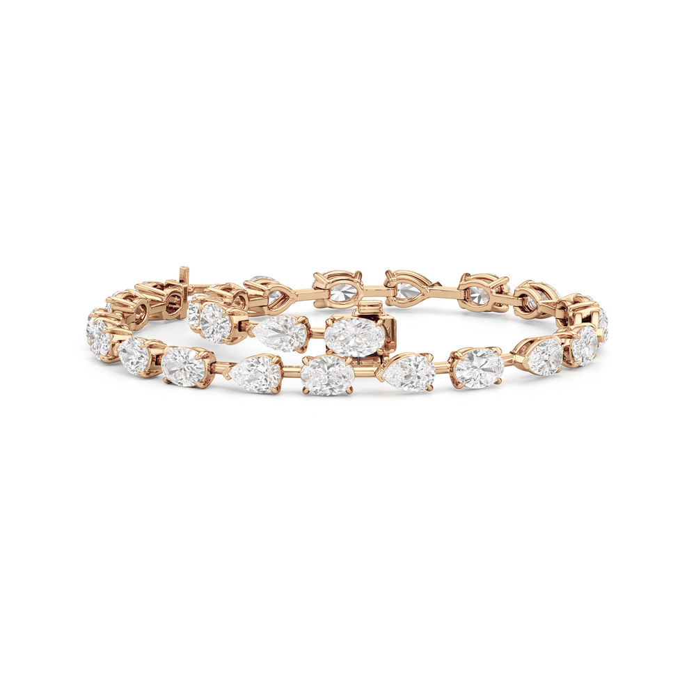 Pear and Oval Tennis Bracelet with 6 Cut Diamond in 14KT Rose Gold view 3

