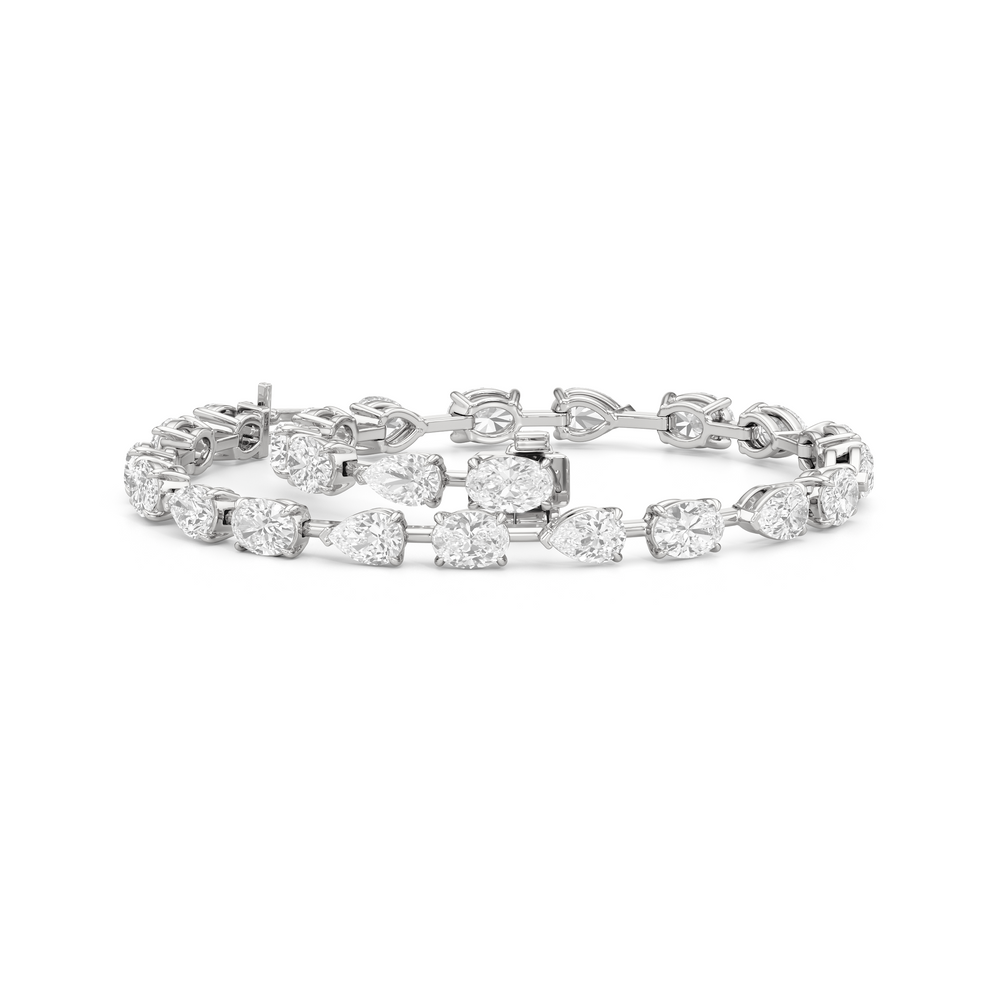 Pear and Oval Tennis Bracelet with 6 Cut Diamond in 14KT White Gold view 3
